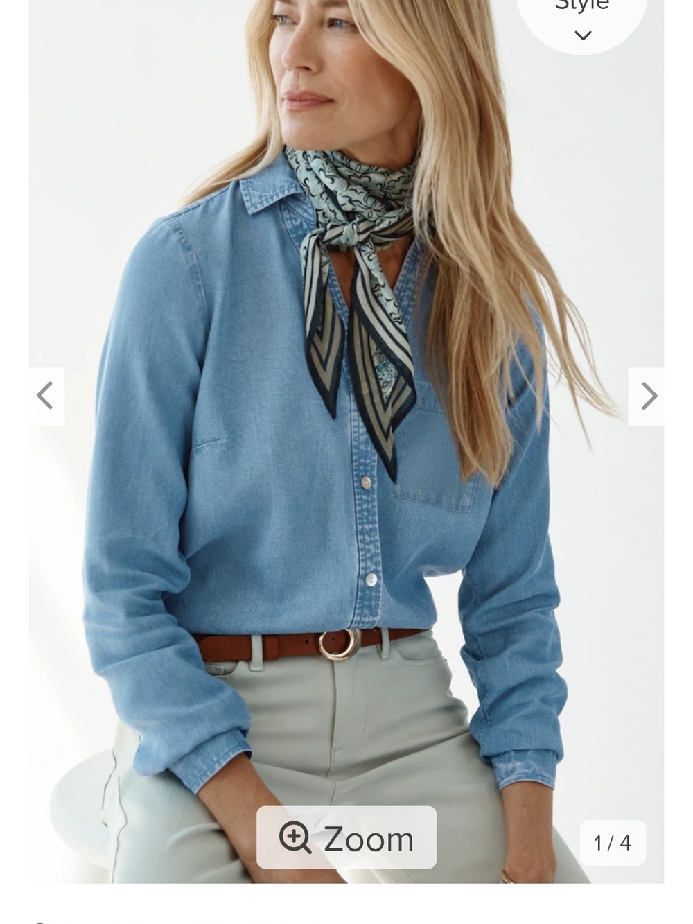 J. Jill Light Indigo Button-Front Shirt, Size L, NWT